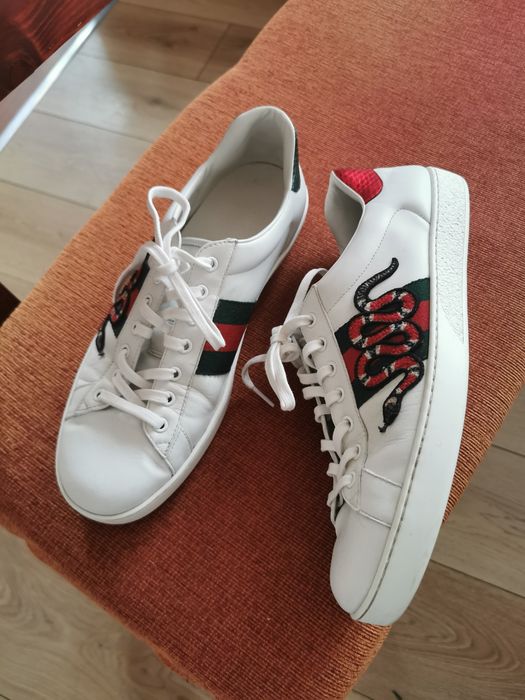 Sneaker adidași pantofi sport Gucci piele alb șarpe