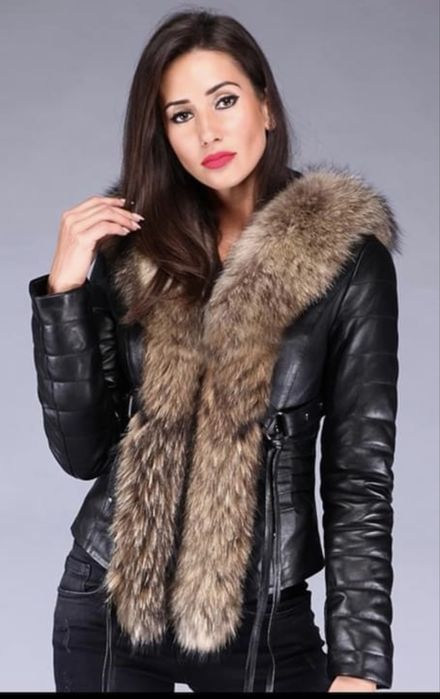 Geaca de piele naturala cu blana naturala