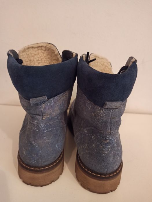 Bocanci din piele naturală cu imprimeu multicolor mărimea 36