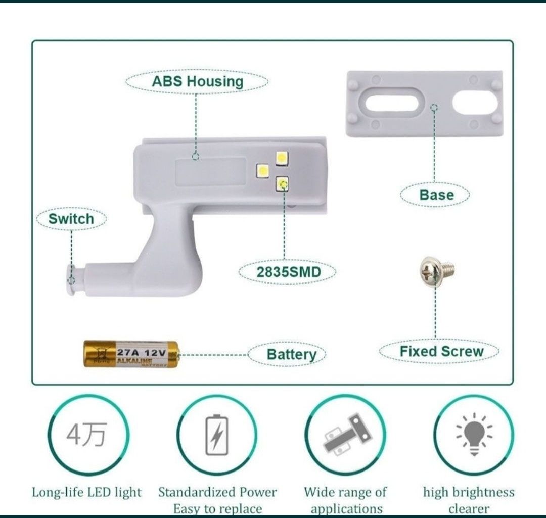 Светодиодная подсветка в петлю двери шкафа.