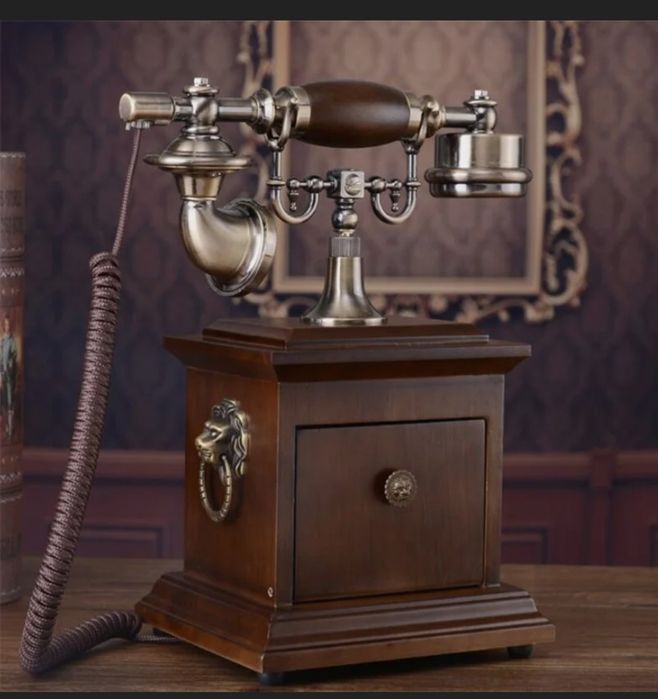 Телефон из массива дерева с вращающимся циферблатом, телефон, старинны