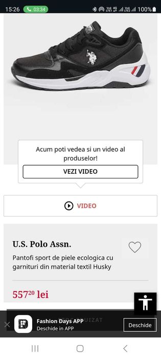 Vand Pantofi sport piele ecologica U.S. Polo Assn, Nr 44, NOU, 249 Lei