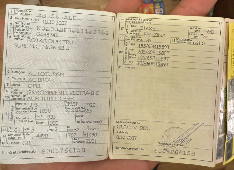 Vand Opel Vectra, poate fi folosita la programul Rabla