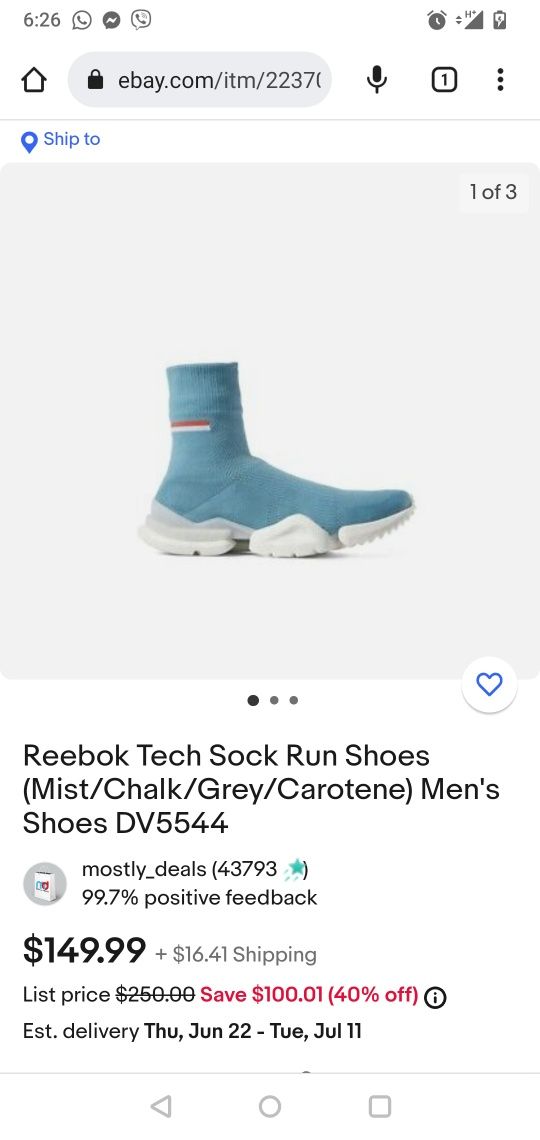Reebok Tech Sock Run номер 38.5, 40.5, 41