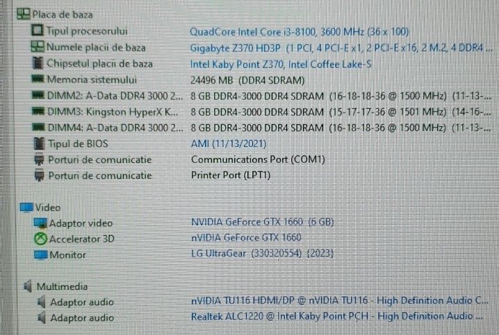 Black Friday PC Gaming Intel 3600Mhz GTX 1660 6Gb 24Gb RAM sursa 850w