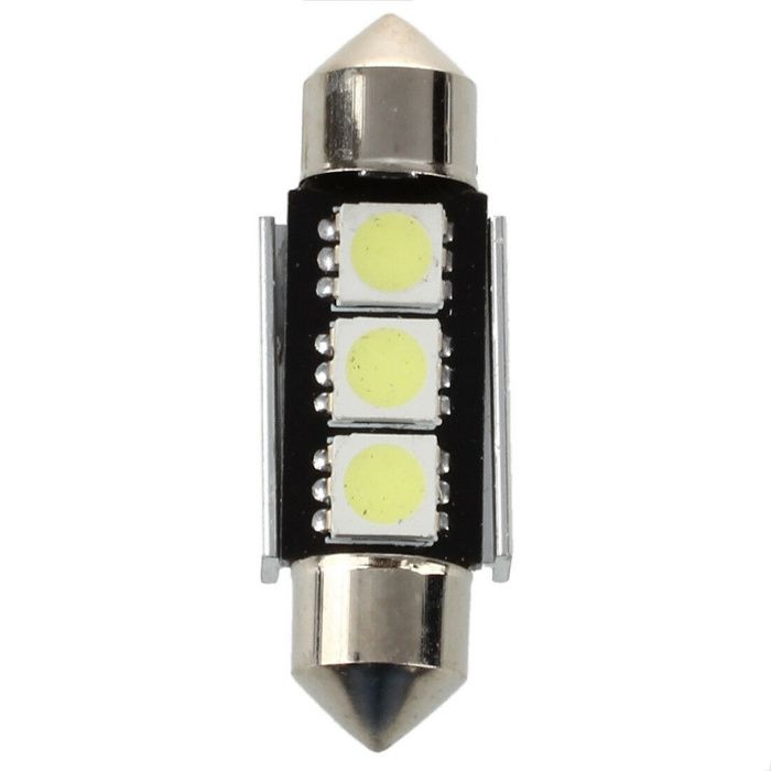 Set 4 Becuri LED 5050 SMD 6418 C5W CanBus cu 3 LED-uri, Lumina Alb