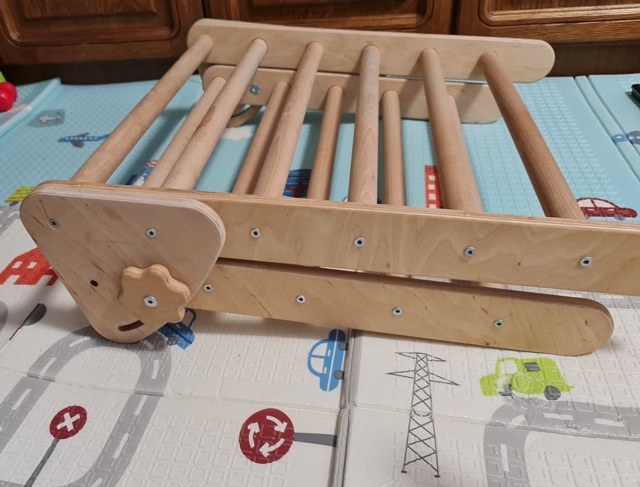 Set 3 in 1 Triunghi Pikler de catarare, rampa cu tobogan, semicerc