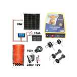 Kit pachet gard electric 12 Joule 12 220V panou baterie 12ah fir 1000m