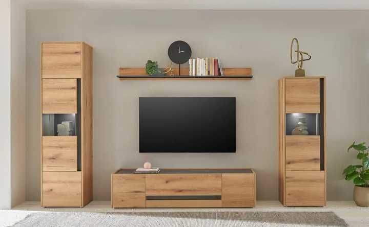 Mobila living  NOUA 4 piese  cu 2 vitrine, comoda Tv si raft de perete