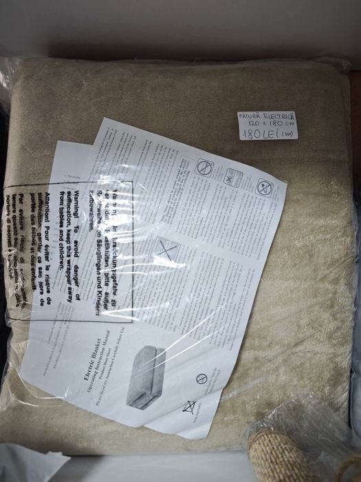 Pătură electrica, noua, 120x180 cm