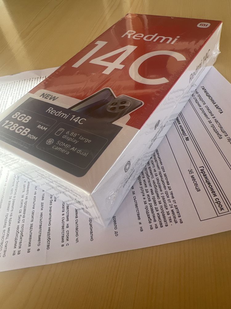Xiaomi Redmi 14C 128gb черен, чисто нов + 3г гаранция, неразопакован