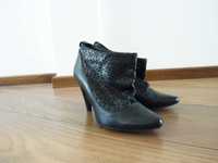 Дамски кожени черни обувки/летни боти