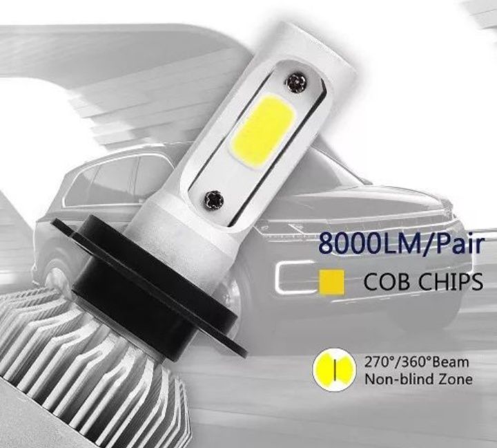 Най ново поколение LED H7,H,1,H3,H4 Крушки COB чип