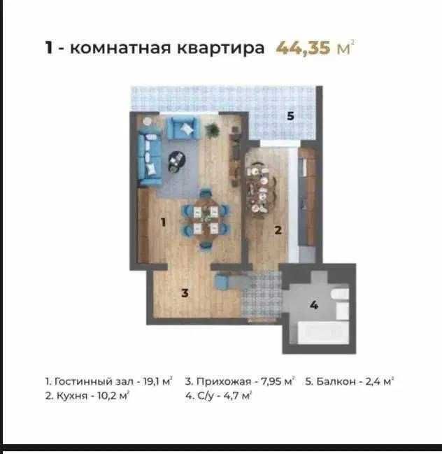 ЖК Premier House 1-комнатная 44м2 под ключ СРОЧНАЯ цена Hi-Tech дом