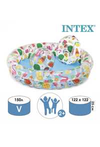 Бассейн детский надувной с кругом и мячом INTEX басейн