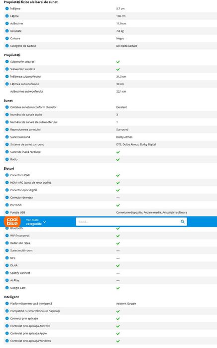 Soundbar LG SN8Y, 3.1. 2, 440W, Bluetooth, Dolby Atmos  (doar bara)