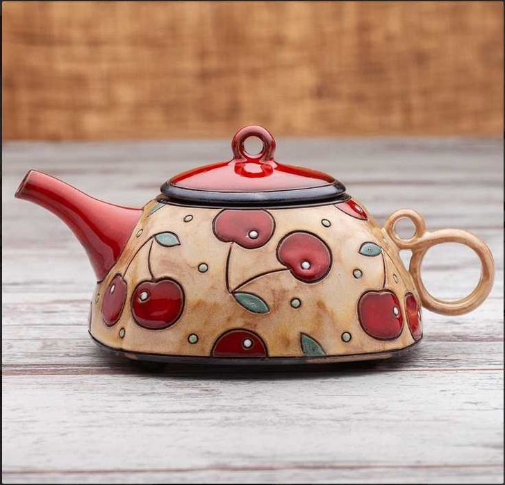 Чайник "Череши", керамичен
