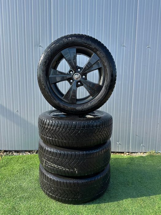 Set Jante Aliaj Skoda R16 + Anvelope Iarna 5x112