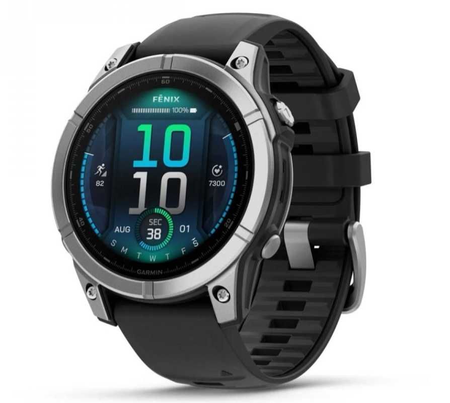 Garmin Fenix E 47 мм AMOLED Slate Gray Steel с Black силиконова каишка