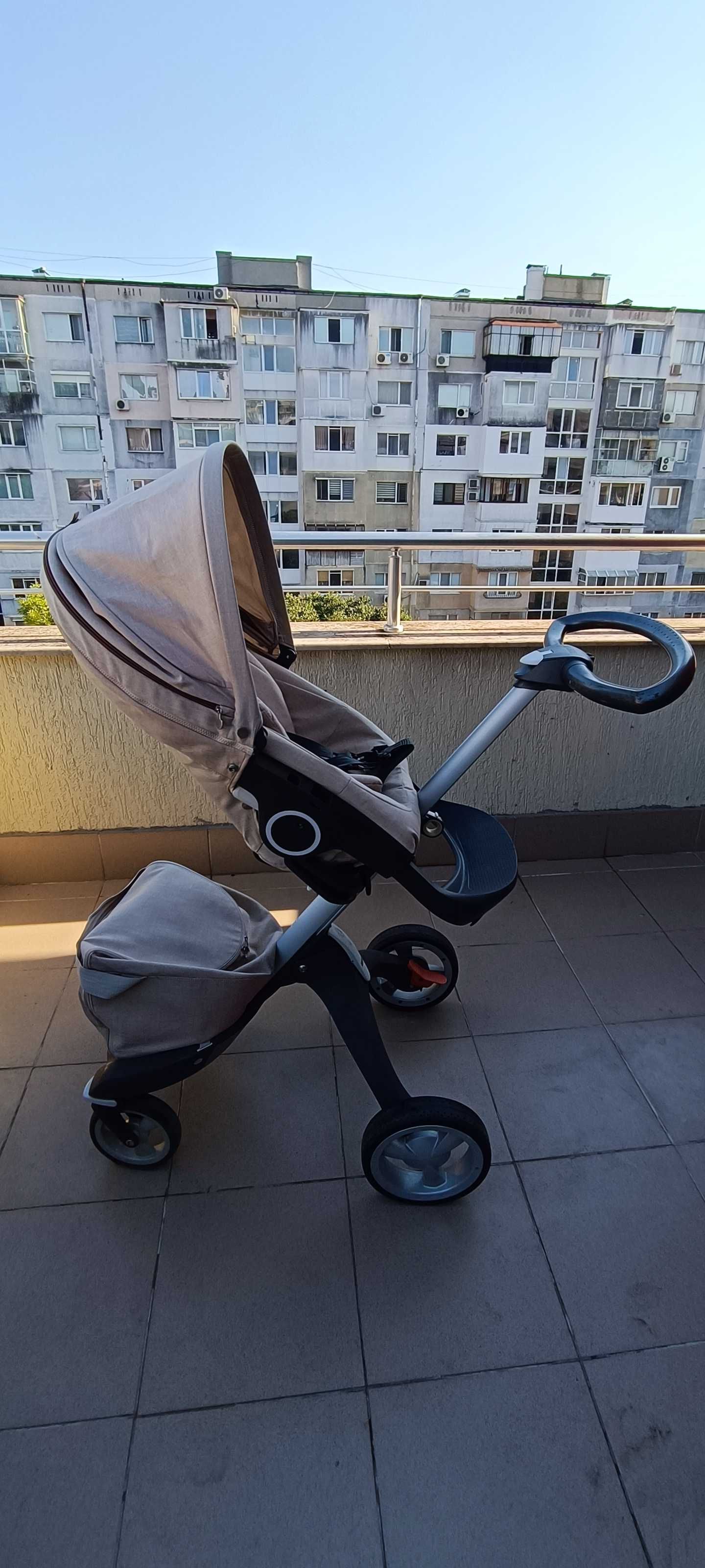 Детска количка Stokke Xplory X Stroller + Кош за новородено в бежово