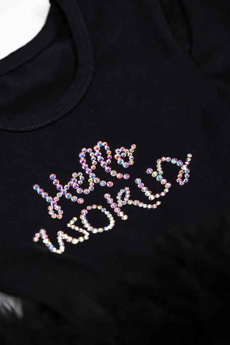 Body cu tutu și cristale Swarovski – Hello World – 68 cm