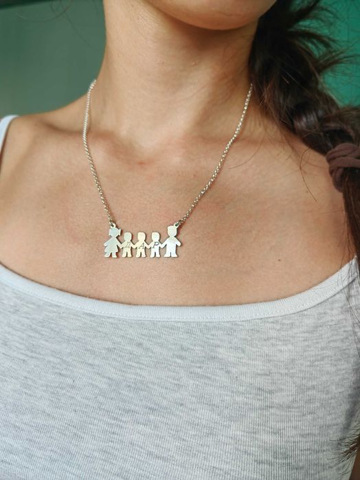 Сребърно колие, семейно колие, колие за подарък, подарък за майка