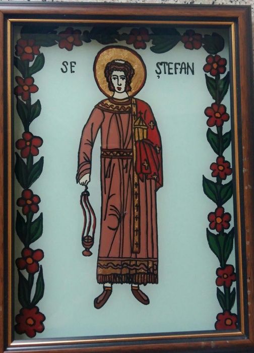 Icoana pictata pe sticla A4 - Sfântul Ștefan