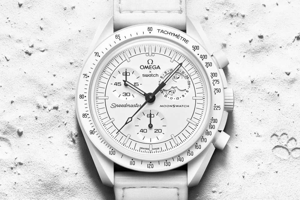 CEAS SWATCH X OMEGA MISSION TO MOON Moonphase Snoopy White Chronograf