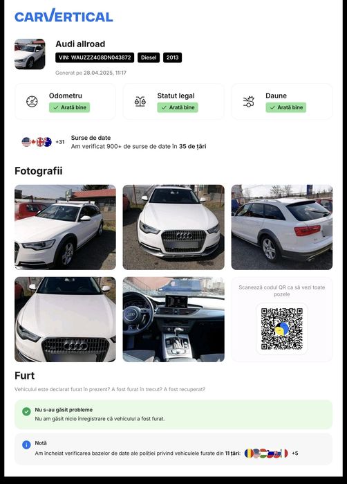 Audi A6 Allroad - 3.0 TDI - Quattro - An 2013 - Camere 360 - Perne