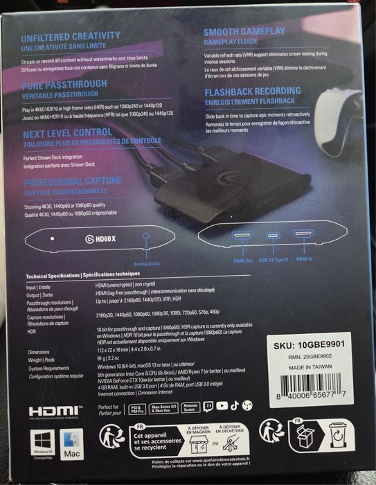 Vând placa de captura elgato hd 60x