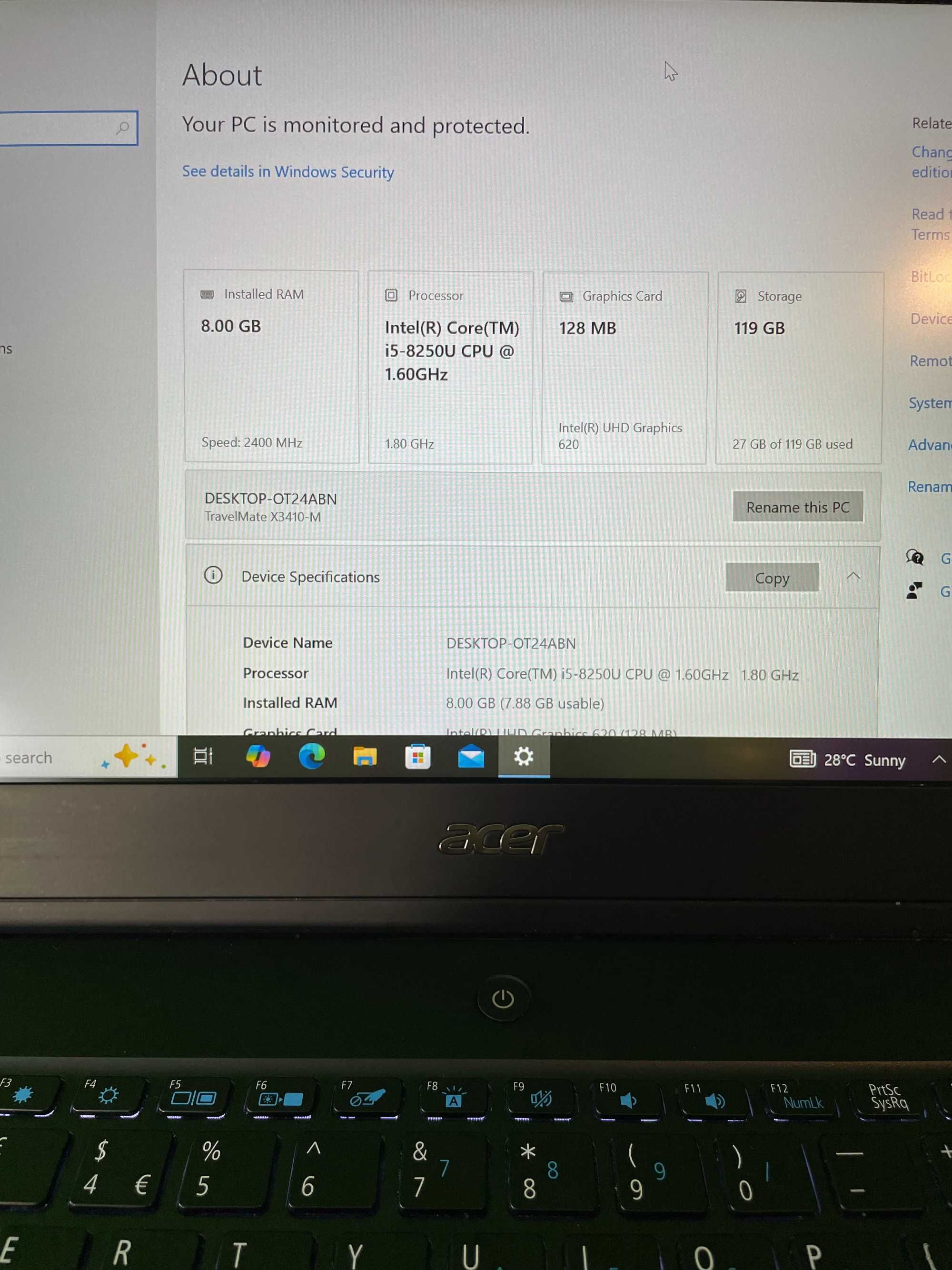 Acer TravelMate X3410 - 14''FHD, i5-8250U, 8GB RAM,128GB NVMe PCIe SSD