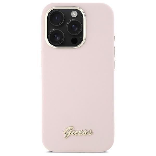 Guess silicone script metal logo & frame – iphone 16 pro max – светлор