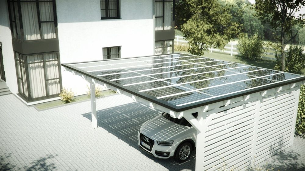 Acoperis fotovoltaic 16 module sticla maro - carport - 349 euro