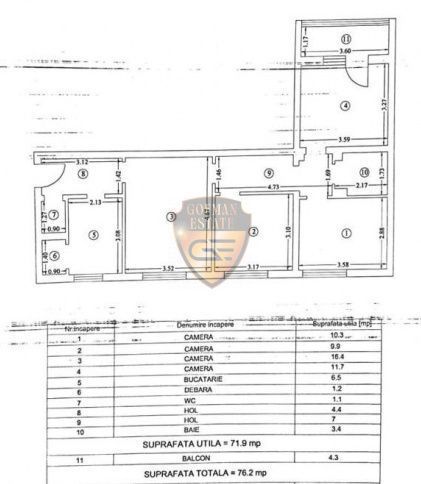 Apartament 4 camere langa parcul Tabacariei , Tomis Nord, 76 mp, balco