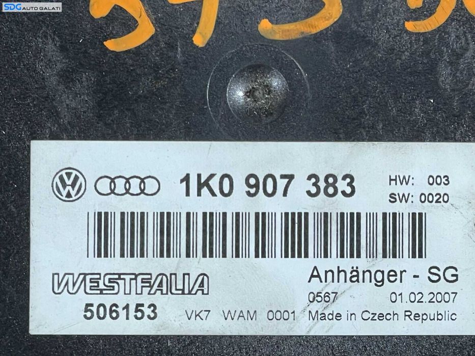 Unitate Modul Calculator Control Carlig Remorcare Tractare Volkswagen Passat B6 2005 - 2010 Cod 1K0907383 [LR0457]