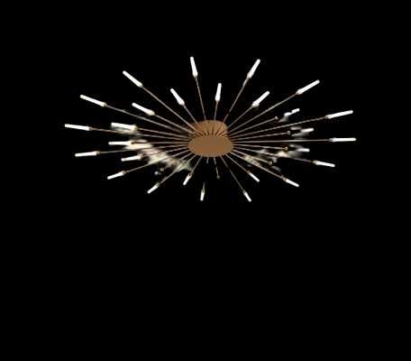 Lustra model artificii, 28 brate aurii, Lumina Alba, LED 28W