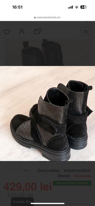 Bocanci Exclusives Bristol Croco Black, marimea 37