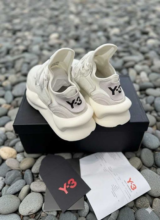 Adidasi Y3 Kaiwa Alb - Full Box - Piele Naturala