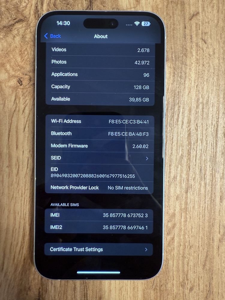 iPhone 15 Plus White 128GB 10/10 Liber de retea