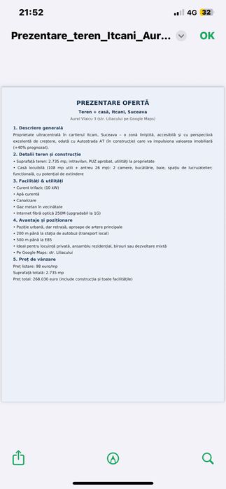 Teren + casă Itacani