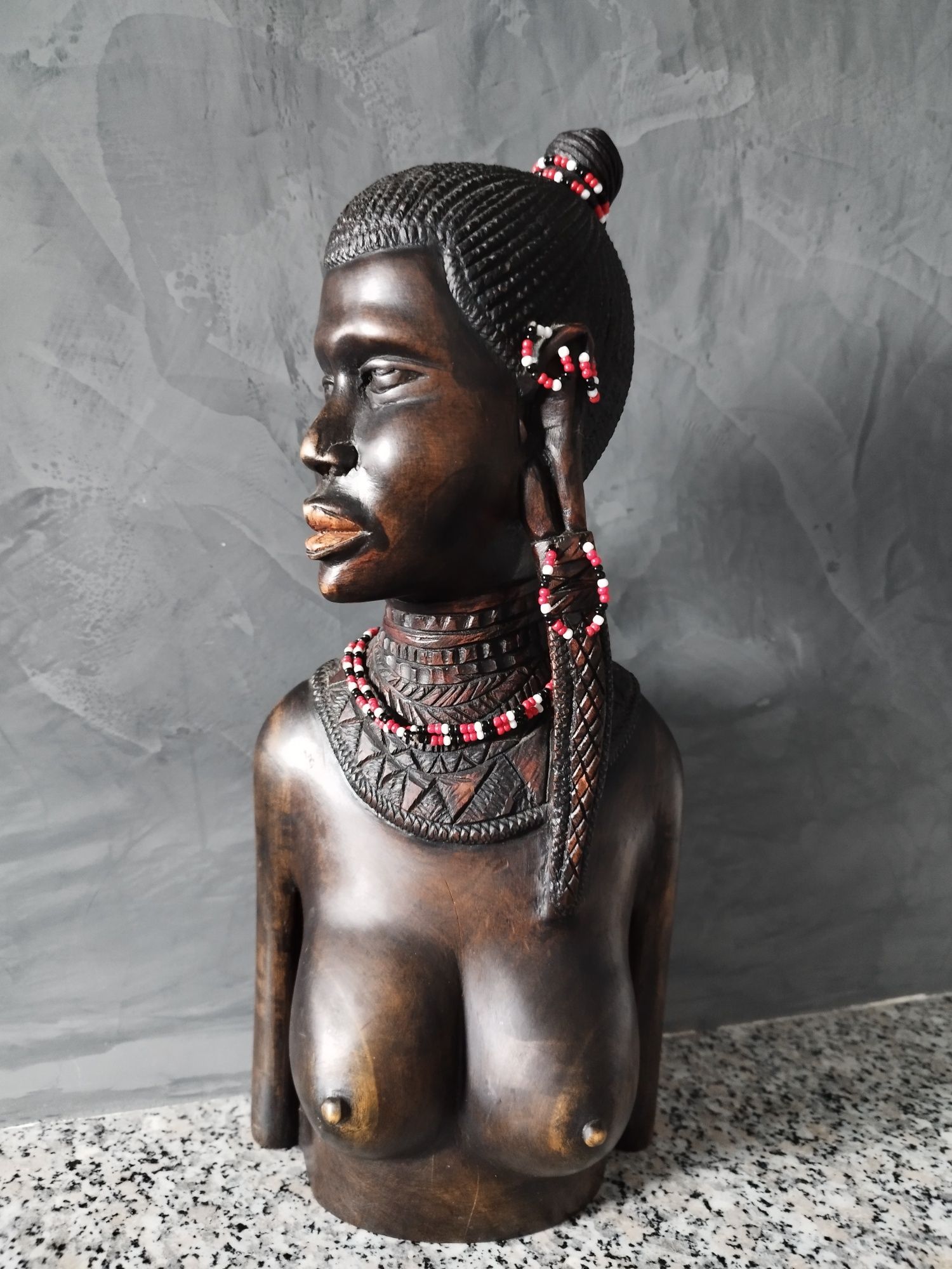 Statueta veche africană din abanos, 38 cm