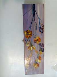 Decoratiune florala in cutie lemn pictata manuala
