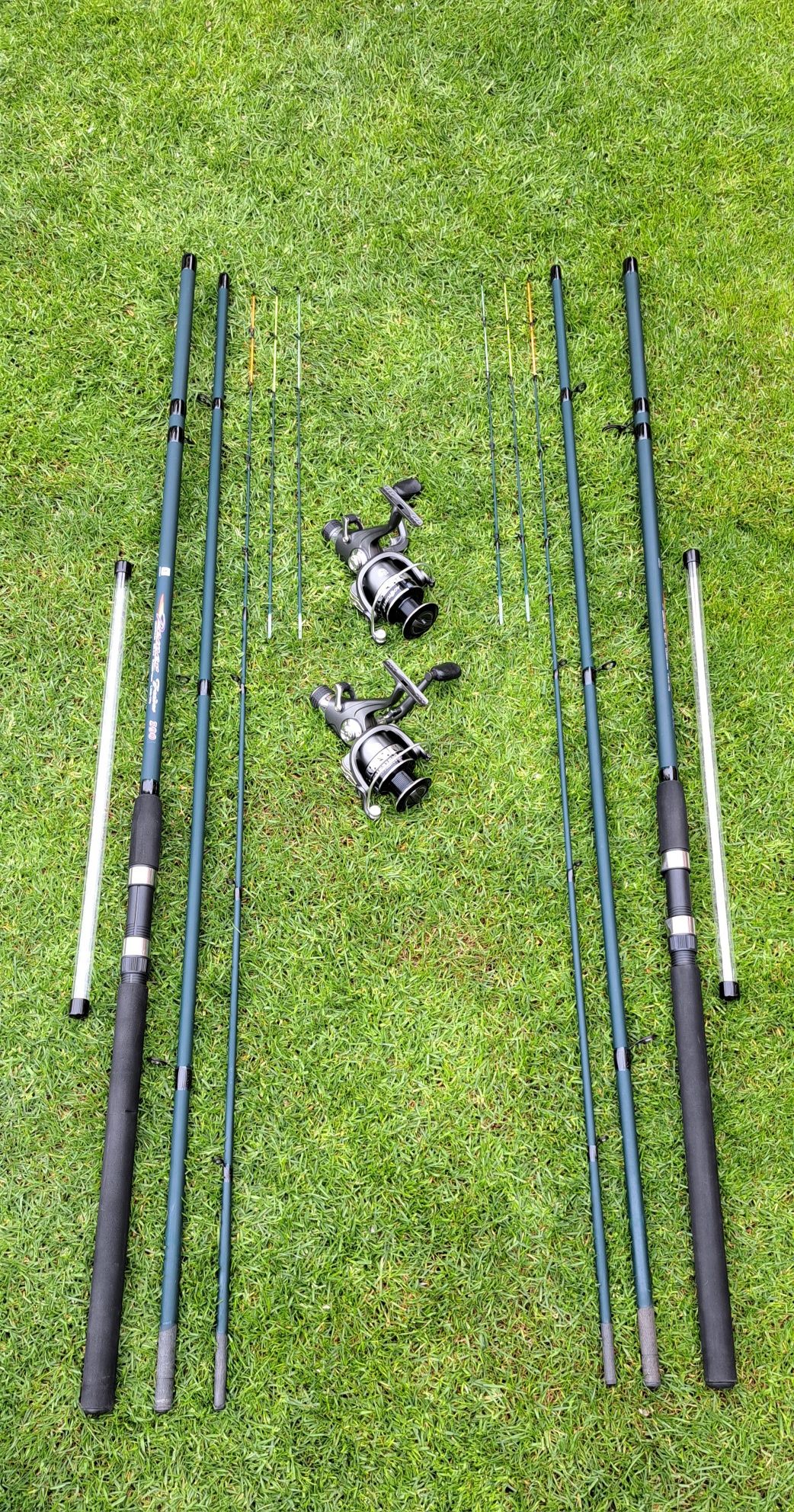 Set 2 Lansete Feeder 3,90m+2 Mulinete 5000 cu baitrunner