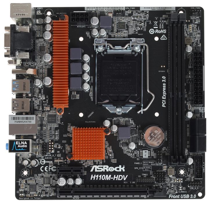 Материнская плата ASRock H110M-HDV + intel Pentium G4600