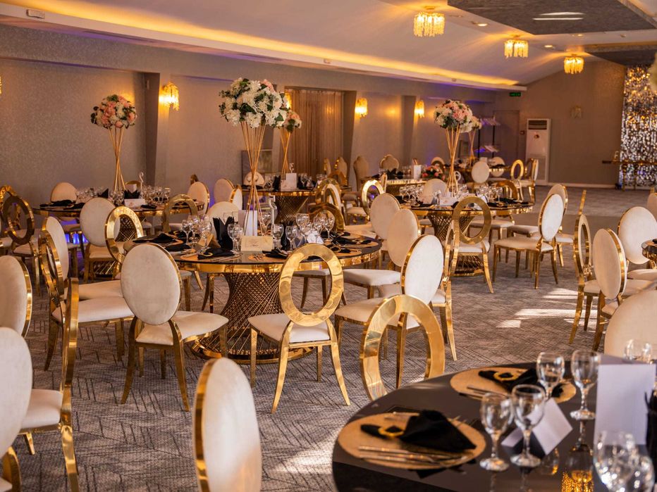 Scaune aurii inox Washington OZ medalion restaurant evenimente