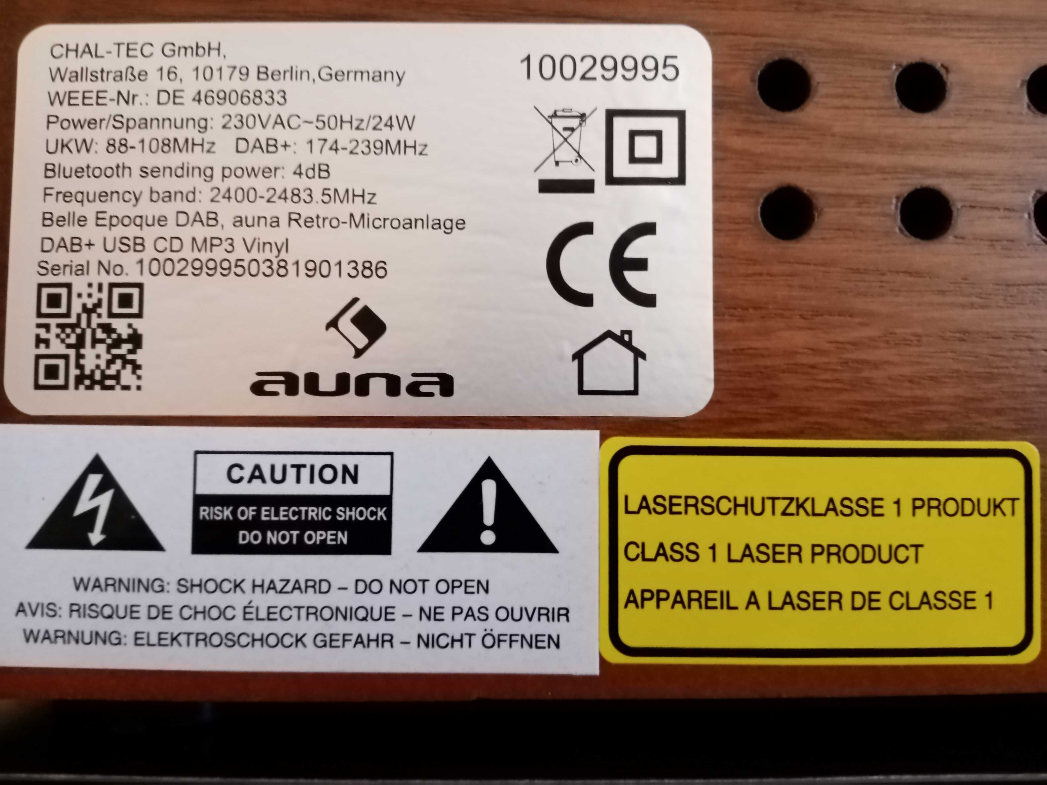 Ретро радио-грамофон-касетофон-CD- USB- Bluetooth AUNA Belle Epoque