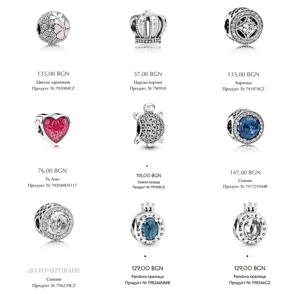 Талисмани Пандора гривни Pandora charms