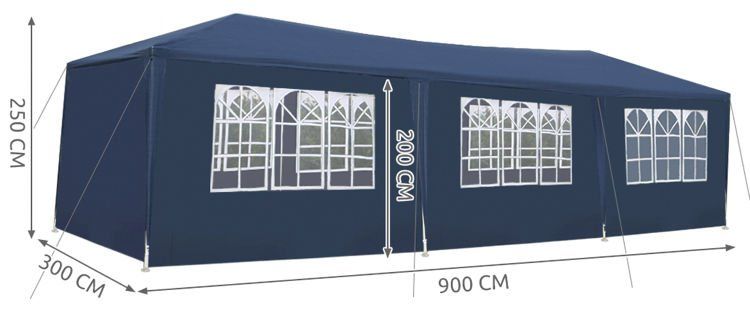 Cort pavilion pentru gradina, curte sau evenimente 3x9m, bleumarin