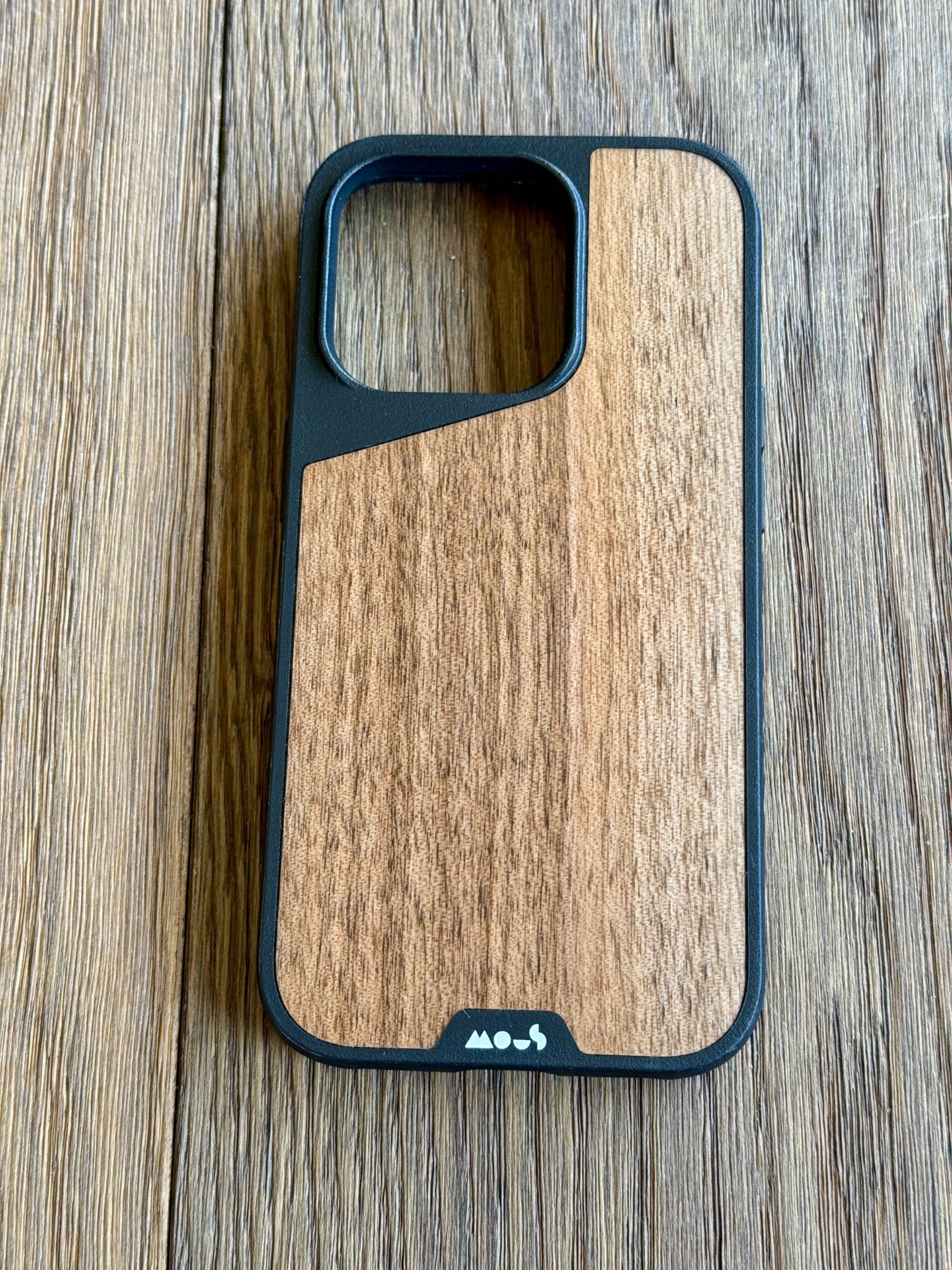 Много здрав кейс за iPhone 14 Pro, гръб дърво орех, Mous Case Walnut