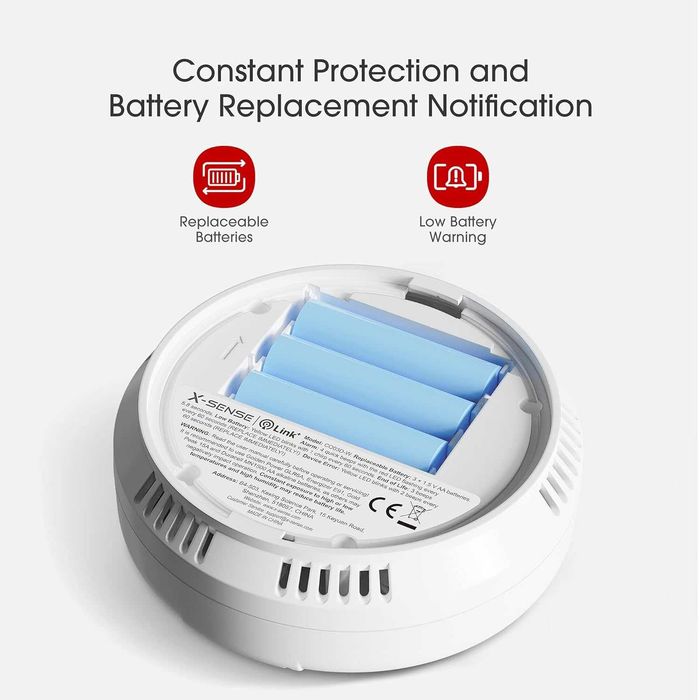 Detector Monoxid de Carbon X-Sense cu Afișaj Digital și Baterii